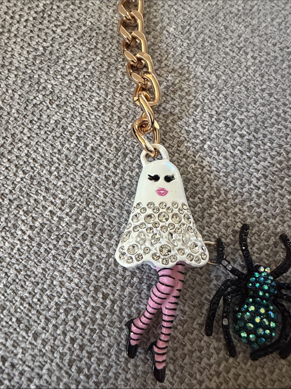 Betsey Johnson Gold Halloween Charm Necklace with Orange, Black & White Accents - Picture 2 of 6